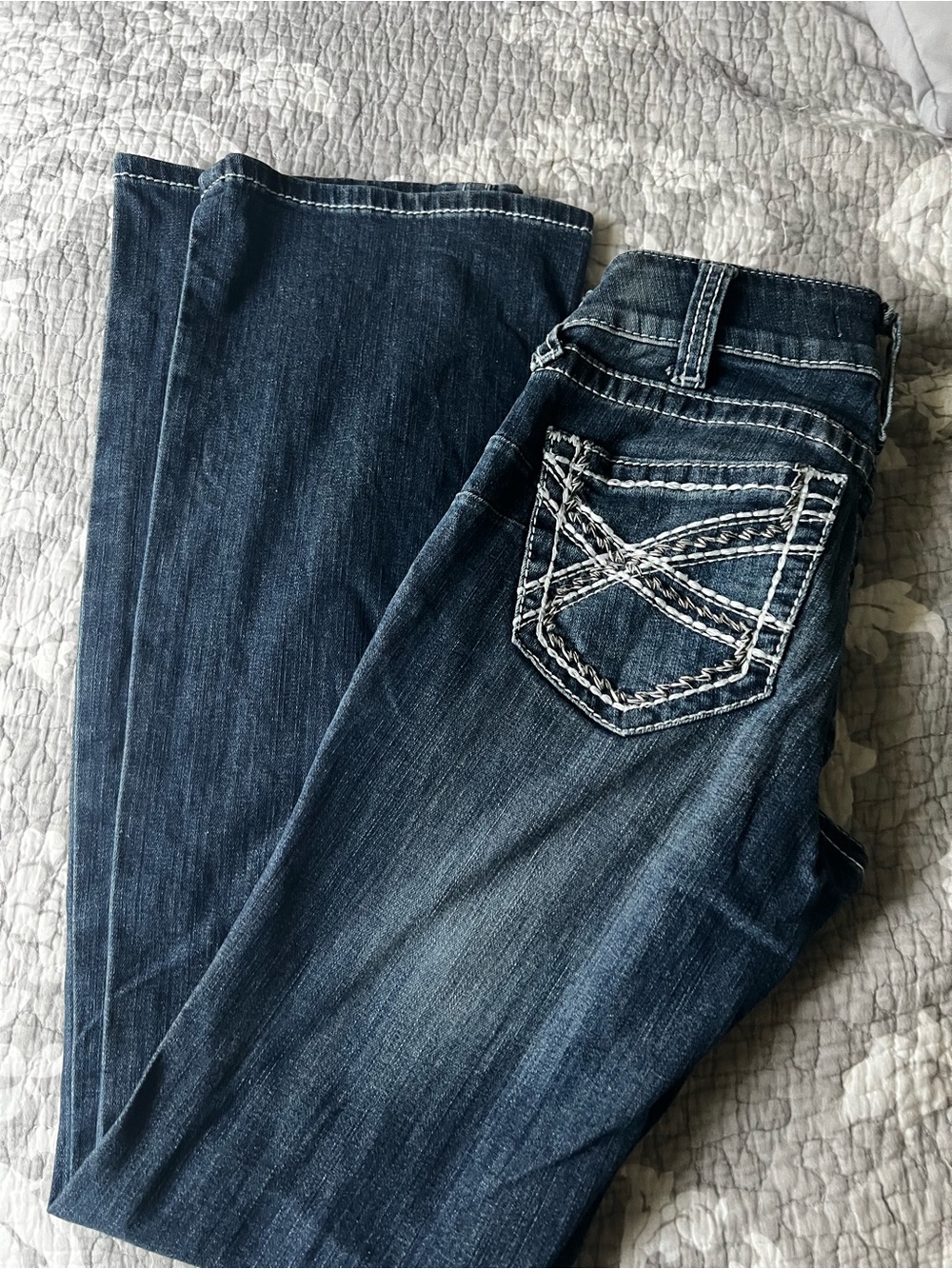 Ariat Dark Blue Boot Cut Jeans with White Contrast Stitching